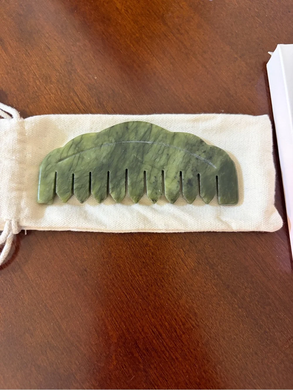 grace & stella Green Jade Wide-Tooth Scalp Massage Comb with Gold Logo